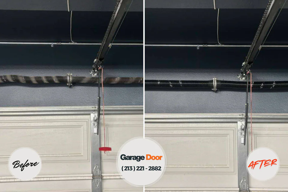 Before and after: garage door repair Old River-Winfree, TX